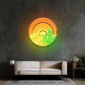 Sahara-Wüsten-Sonnenuntergang LED-Neonlicht-Pop-Art.