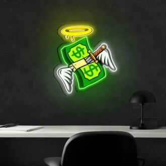 Geld schwebte Neonschild X Acrylkunstwerk