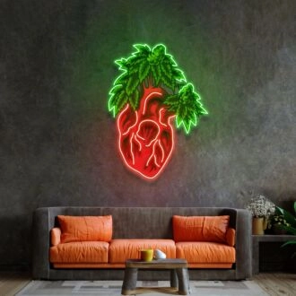 Herz Marihuana Leuchtendes Neonzeichen Pop Art