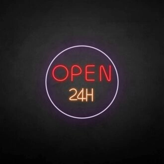 Customize 'OPEN 24H' neon sign