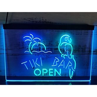 Tiki Bar Open Two Tone Hanging Neon Sign