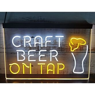 Craft Beer On Tap Two Tone Hanging Neon Sign