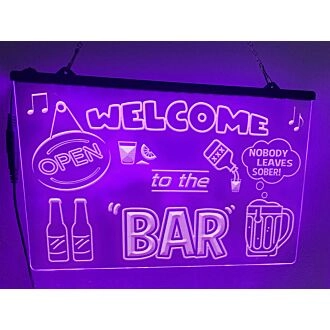 Welcome to the Bar Hanging Neon Sign