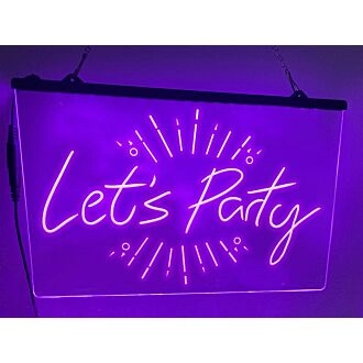 Let's Party Hanging Neon Sign
