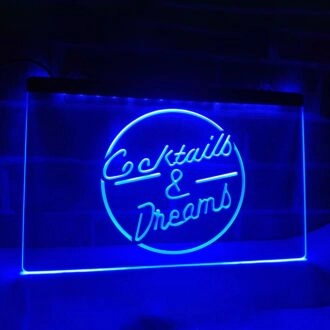 Cocktails and Dreams Two Tone Hanging Neon Sign