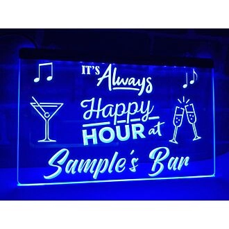 It's Always Happy Hour Personalized Hanging Neon Sign
