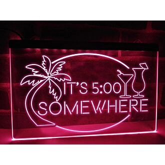 It's 5:00 Somewhere Bar Hanging Neon Sign