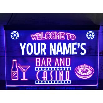 Bar and Casino Two Tone Personalized Hanging Neon Sign