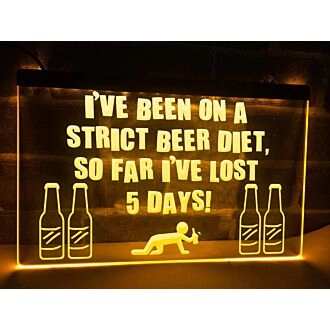 Strict Beer Diet Funny Hanging Neon Sign
