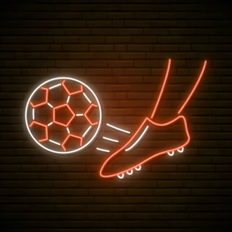 Neonschild mit Fußballspieler