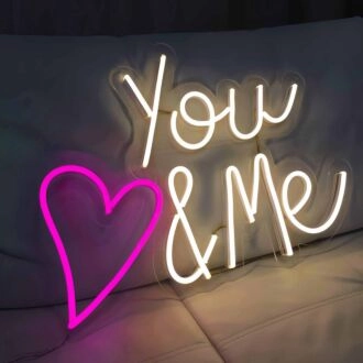Customize You Love Me Heart Wedding Neon Sign