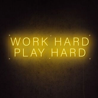 Work Hard Play Hard Neon Sign for Motivational and Inspirational Spaces