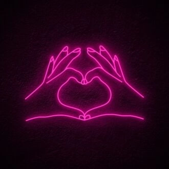 Heart Hand Neon Sign for Loving and Positive Spaces