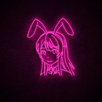 Mai Sakurajima Neonzeichen für Anime-Liebhaber.