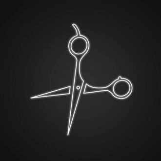 Neonschild mit Schere für Friseursalons und Barbiergeschäfte
