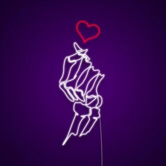 Schädel Koreanisches Fingerherz Neonschild für einzigartige und verspielte Dekoration.