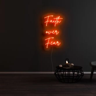 Faith Over Fear Neon Sign for Inspirational and Spiritual Spaces