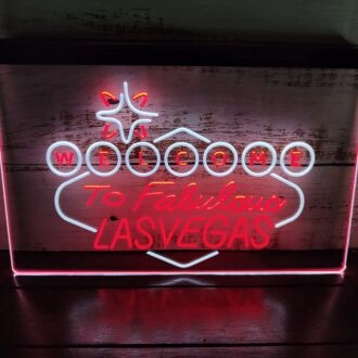 Welcome to Las Vegas Casino Dual LED Neon Sign for Casino and Fun Spaces