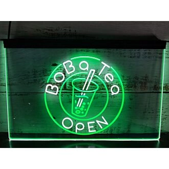 Boba Tea Bubble Tea Open Dual LED Neon Sign for Refreshing and Fun Spaces