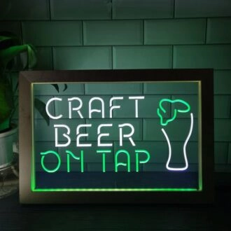 Craft Beer On Tap Dual LED Neon Sign for Bars and Social Spaces