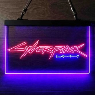 Cyberpunk Dual LED Neon Sign for Gaming and Sci-Fi Fans