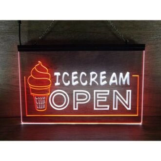 Ice Cream Open Dual LED Neon Sign for Sweet and Fun Spaces