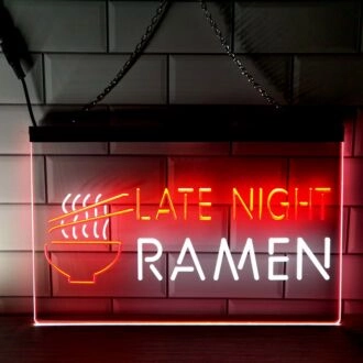 Late Ramen Dual LED Neon Sign for Night Owls and Fun Spaces
