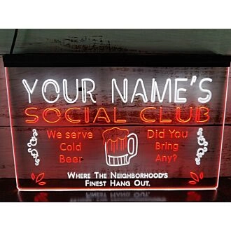 Name Personalized Custom Social Club Home Bar Beer Dual LED Neon Sign for Personalized Decor