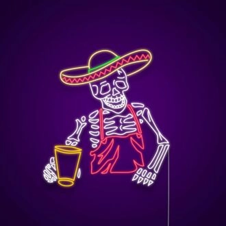 Skelett Tequila Individuelles Neonzeichen für Halloween und Partyräume
