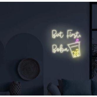 But First Boba Neon Sign for Tea Lovers