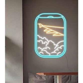Plane Window View Neon Sign for Travel and Adventure Themes