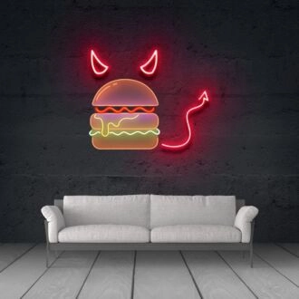 Burger-Devil Sign for Restaurants and Fun Spaces