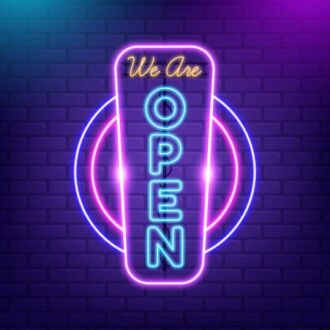 We Are Open Vertical Neon Sign for Businesses and Shops