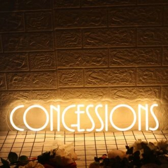 Concessions Yellow Neon Sign for Event and Party Spaces