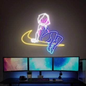 Spider Gwen Neon Sign Size And Color Neon Lights Decor Game Room Wall Decor Home for Superhero Fans