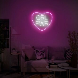 Grl Power With Heart Neon Sign empowers and inspires any space