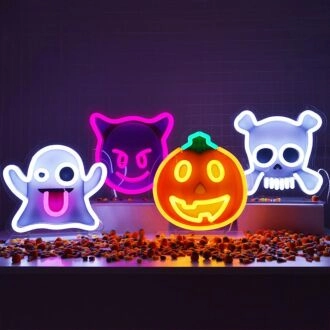 Halloween Emojis Neon Sign perfect for festive Halloween celebrations