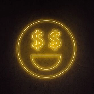 Geldaugen Neonzeichen für finanzielle Deko.