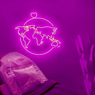 World map - globe with a heart