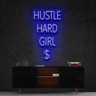 Hustle Hard Girl Neon Sign for Motivational Spaces