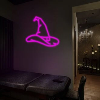 Hexenhut-Neonschild für Halloween-Dekoration