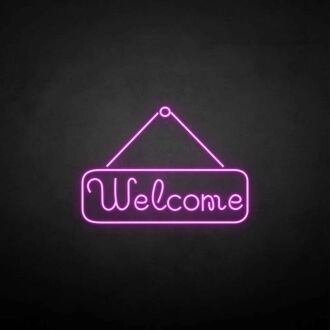 'Welcome' neon sign