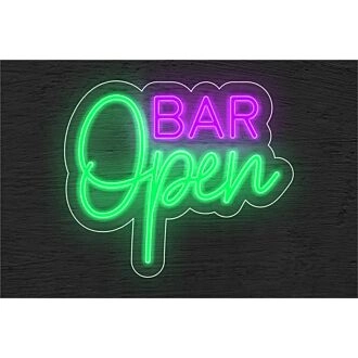 Brighten Up Your Bar, Storefront, or Game Room with the Bar Open Two Color LED Neon Sign.