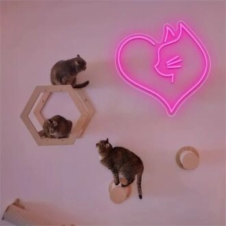 Erhellen Sie Ihre Räume: Katze und Liebe LED-Neonschild für stilvolle Wohnkultur, skurrile Büroattraktivität und lebendige Bar-Vibes.