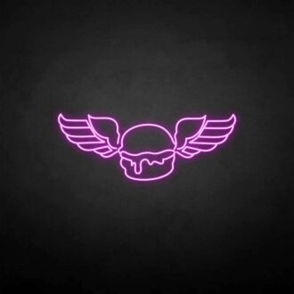 Wings with humburger neon sign