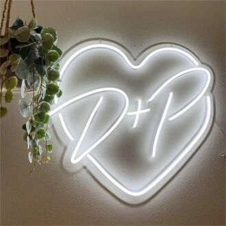 Elevate your wedding, anniversary, and romantic evenings with the Custom Initials Heart D P Wedding LED Neon Sign.