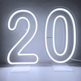 Brighten Up Your 20th Birthday Bash, Home Decor, or Office with a Customized LED Neon Light Number 20 Birthday LED Neon Sign