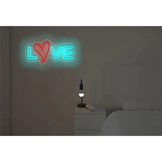 Brighten Your Special Moments: Double Stroke Love With Heart LED Neon Sign for Weddings, Anniversaries, and Romantic Evenings.