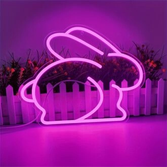 Brighten Your Celebrations: Easter Bunny LED Neon Sign for Perfect Home, Office, and Seasonal Decor Enhancements
