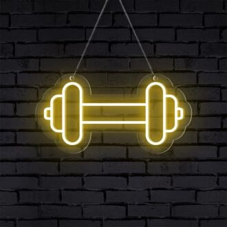Verleihen Sie Ihrem Fitnessstudio, Büro oder Heimstudio mit dem lebendigen Gym Barbell LED-Neonschild das gewisse Etwas.